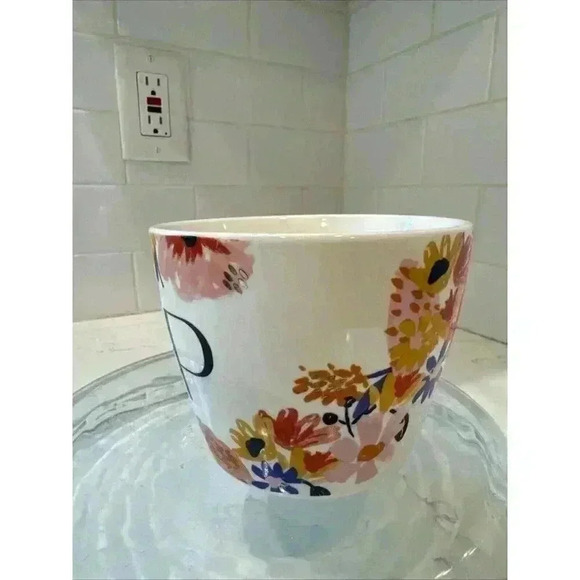 Opal House Mug "P" on White Background with Black Letter Spring Flowers - Picture 5 of 12